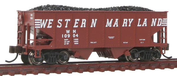 Picture of N Scale - 55 Ton 2 Bay USRA Outside Braced Hopper With Load - Western Maryland 