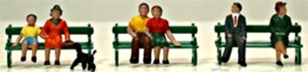 Picture of HO Scale - Seated Figures with Benches and Dog