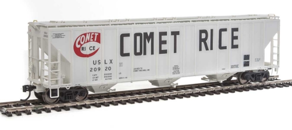 Picture of HO Scale - 58' Evans 4780 Cu ft 3 Bay Covered Hopper - "Comet Rice USLX #20920"