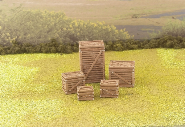 Picture of 1:56 Scale (28mm) - Wood Crates - Pack of 5 Different Sizes