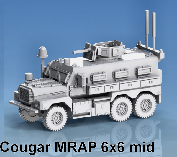 Picture of 1:87 Scale - Cougar 6x6 Mid - Turret Open, Dome Retracted, Rear Antennae