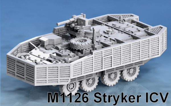 Picture of 1:72 Scale - M1126 Stryker ICV - Slats, Aircon, Spare Wheel With MG Weapon Station and Wire Cutter
