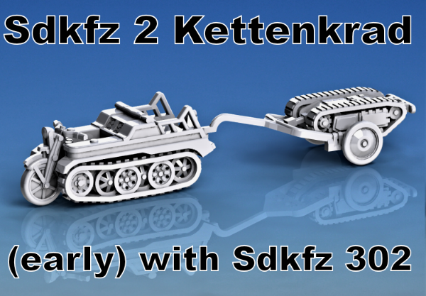 Picture of 1:100 Scale - Sdkfz 2 Kettenkrad (Early) - With Sdkfz 302