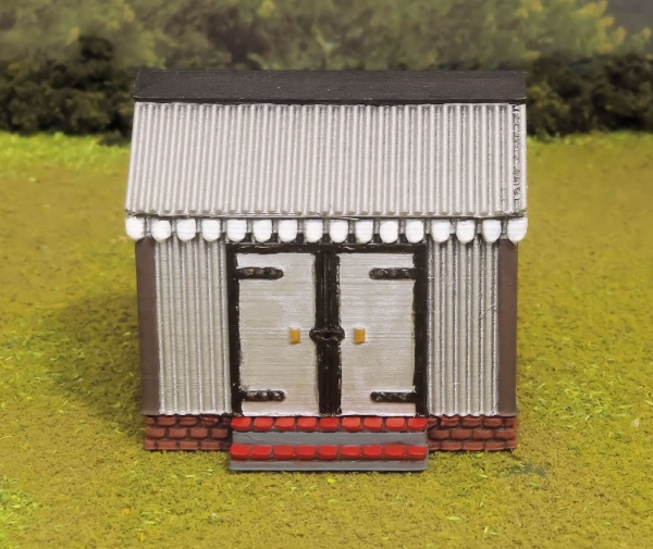 Picture of HO Scale - Storage Shed - Corrugated Iron - Brick Base