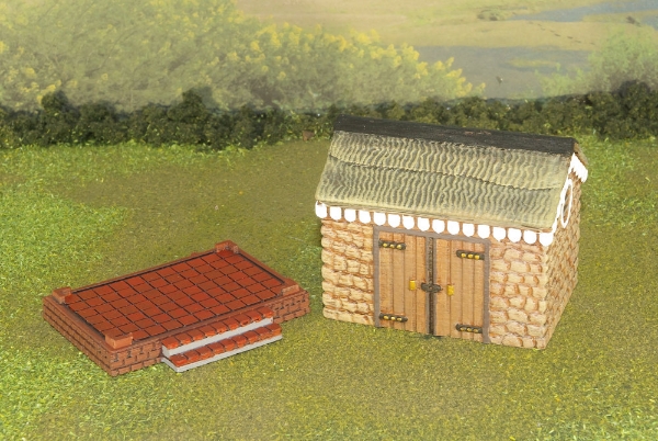 Picture of 1:56 Scale - Storage Shed - Stone - Brick Base