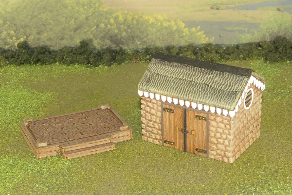 Picture of 1:56 Scale - Storage Shed - Stone - Wood Base