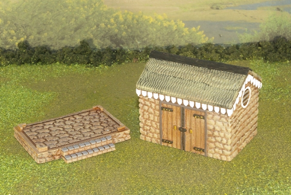 Picture of 1:56 Scale - Storage Shed - Stone - Stone Base