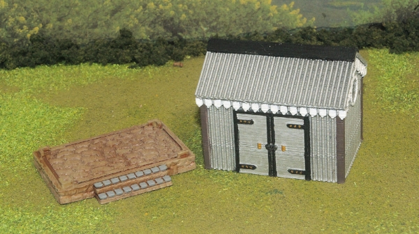 Picture of 1:35 Scale - Storage Shed - Corrugated Iron - Stone Base